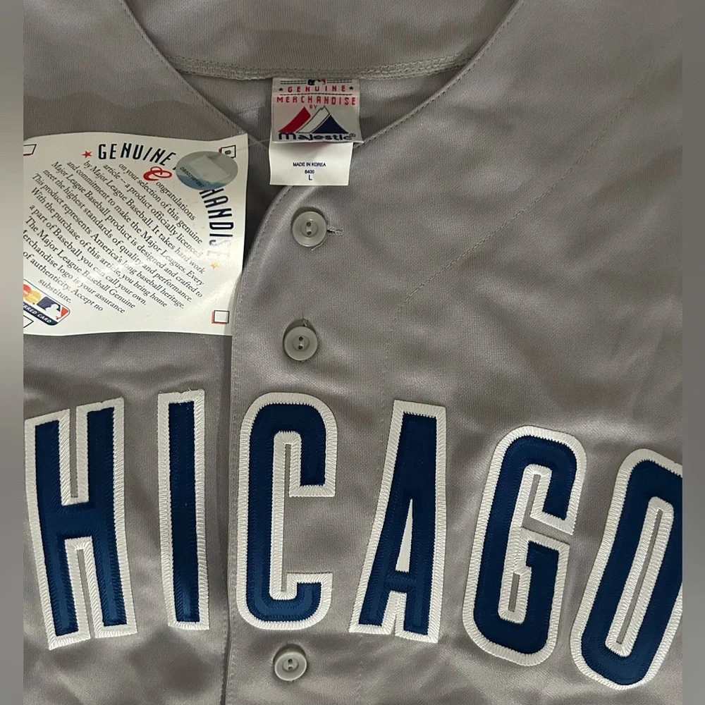 Majestic Authentic Chicago Cubs Baseball Road Gray Jersey with Patch Men’s Sz: L - Picture 3 of 6